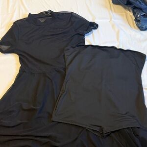 Shein Black see through Mesh Dress and strapless romper Set